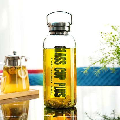 Large Capacity Borosilicate Glass Water Bottle with Carry Rope