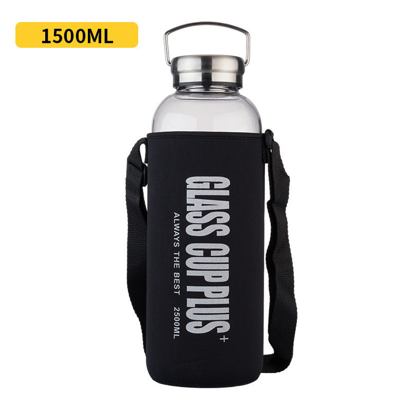 Large Capacity Borosilicate Glass Water Bottle with Carry Rope