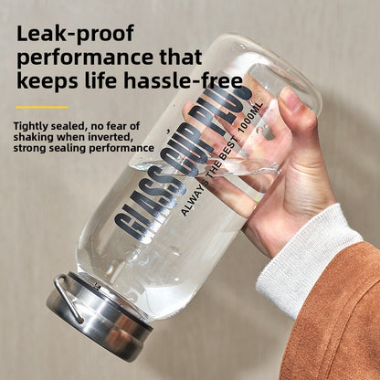 Large Capacity Borosilicate Glass Water Bottle with Carry Rope